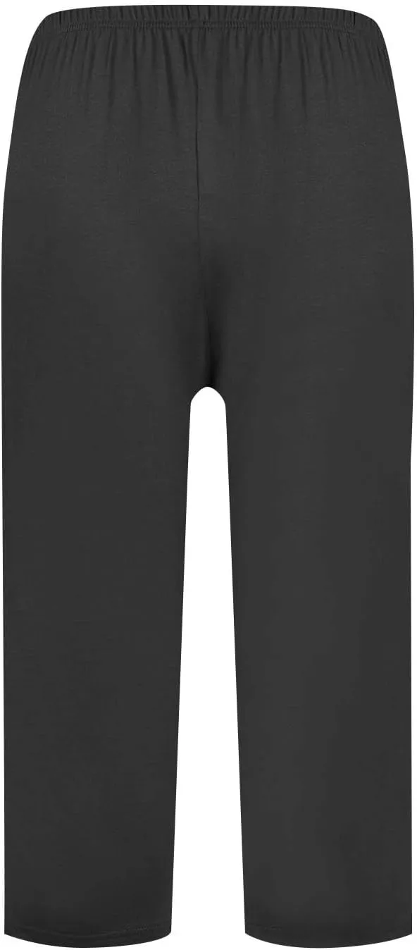 2025 Womens Capri Pants Loose High Waisted Wide Leg 3/4 Pants Drawstring Casual Palazzo Trousers with Pockets