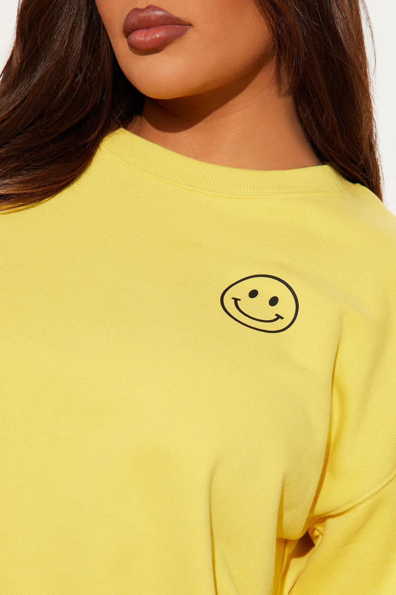 Always Happy Wide Leg Sweatsuit Set - Yellow