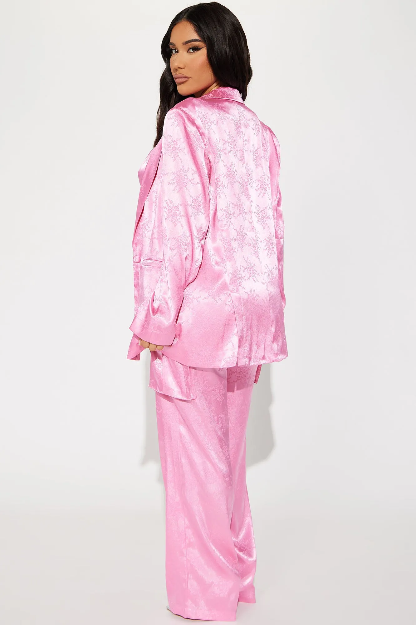 Bailey Satin 3 Piece Pant Set - Pink