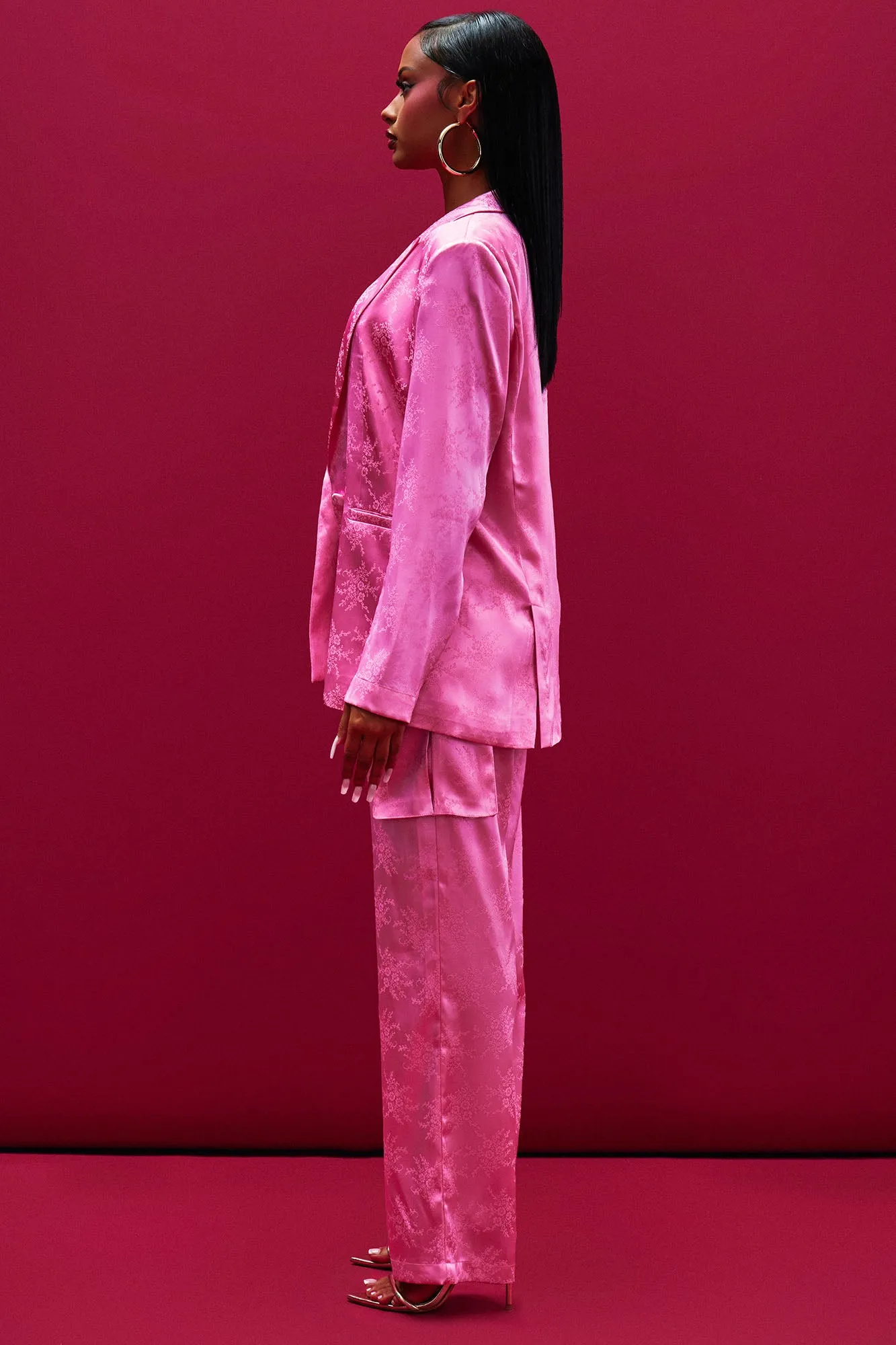 Bailey Satin 3 Piece Pant Set - Pink