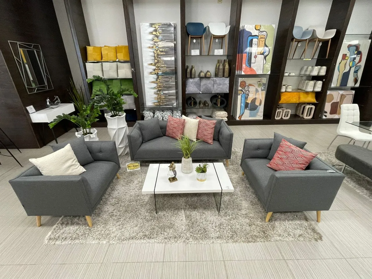 Bianca 3pcs Set (Sofa   2 Armchair) -  Dk. Grey
