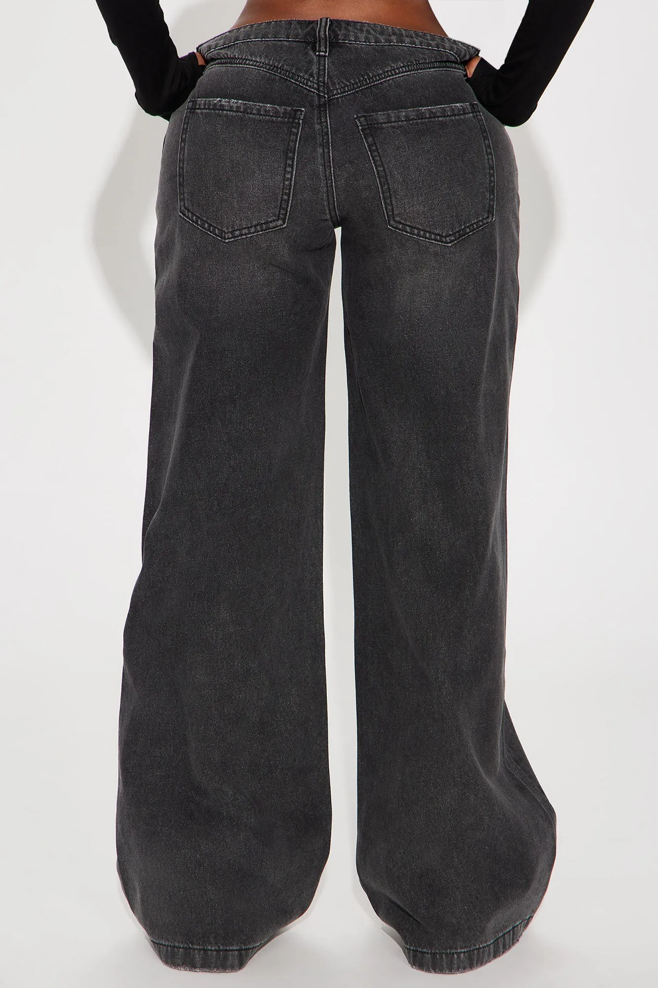 Blake Non Stretch Slouchy Wide Leg Jeans - Black Wash