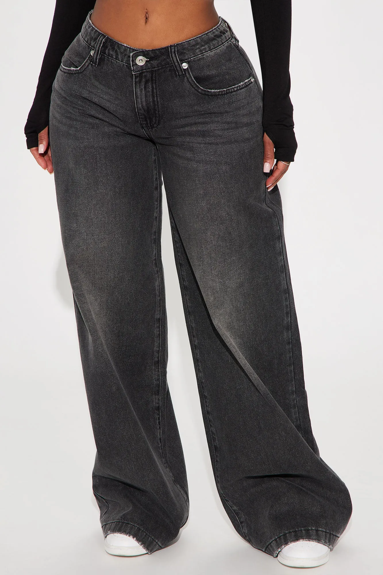 Blake Non Stretch Slouchy Wide Leg Jeans - Black Wash