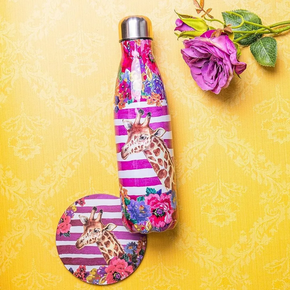 Botella térmica estampado salvaje con Jirafa.