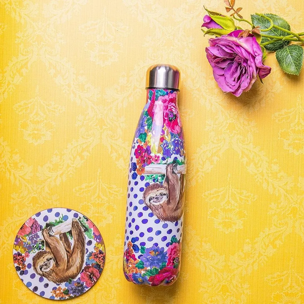 Botella térmica estampado salvaje con Oso perezoso.