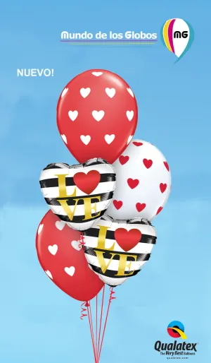 BOUQUET LOVE YOU CORAZONES Y RAYAS