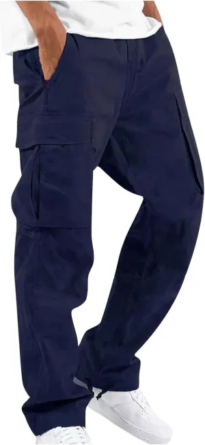 Cargo Pants for Men Lightweight Comfy Outdoor Hiking Tactical Pants Baggy Elastic Waist Wide Leg Joggers with Pockets
