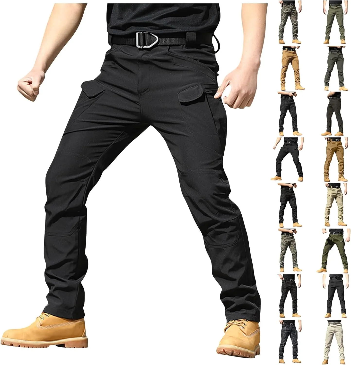 Cargo Pants for Men Relaxed Fit Waterproof Stretch Work Pants Multi Pockets Ripstop Flex Camo Hunting Tactical Pants