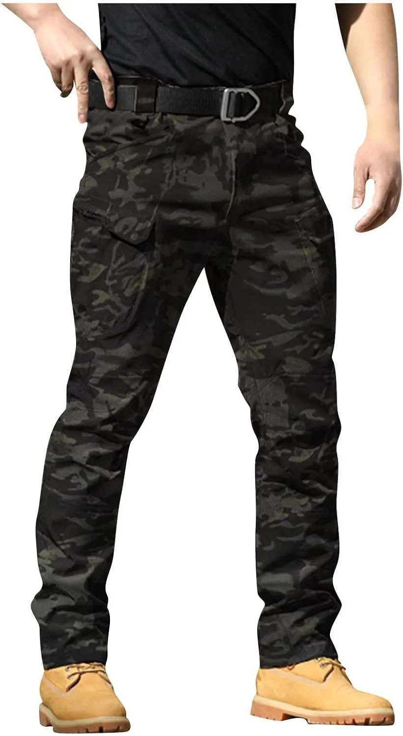 Cargo Pants for Men Relaxed Fit Waterproof Stretch Work Pants Multi Pockets Ripstop Flex Camo Hunting Tactical Pants