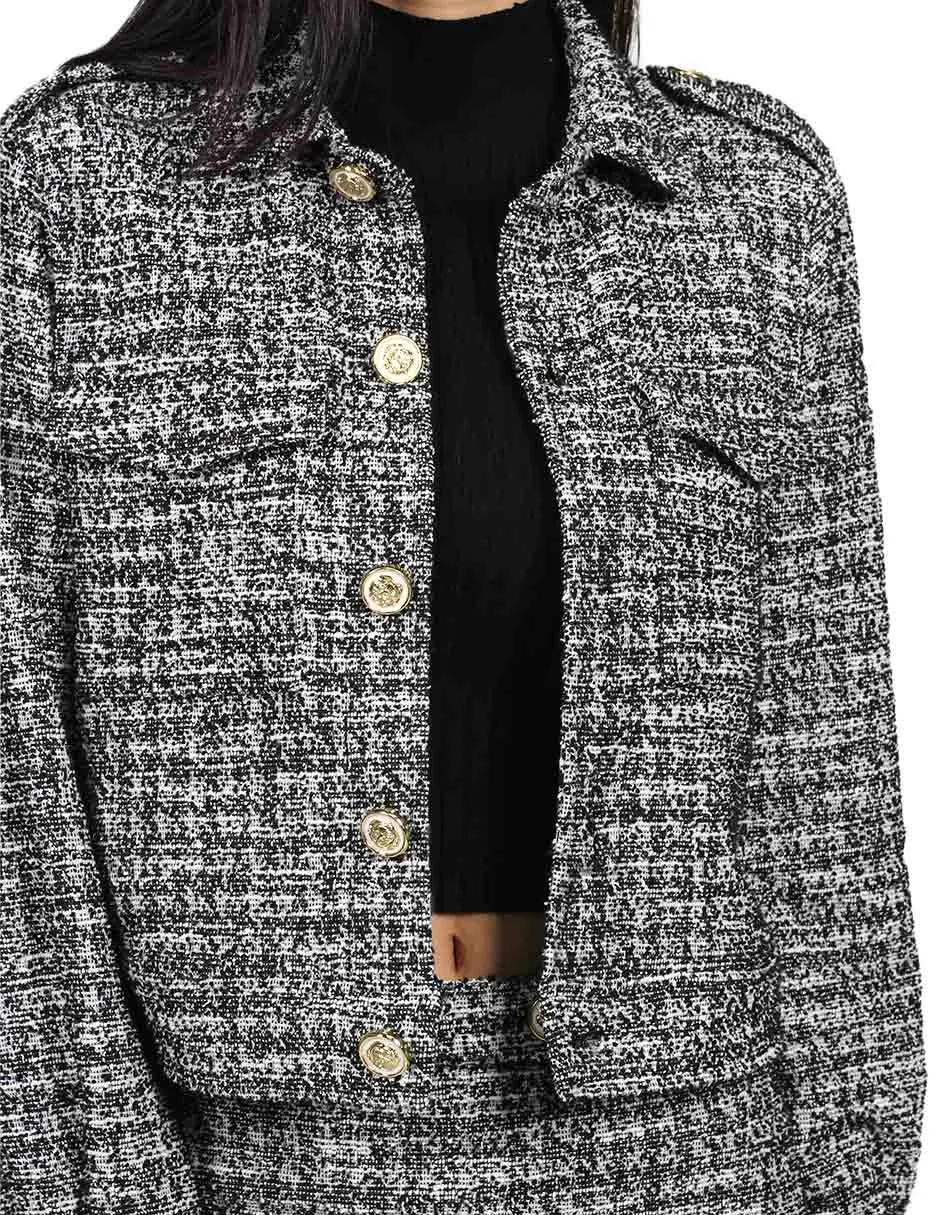 Chamarras Para Mujer Cora Moda Cuadros Q23106 Negro