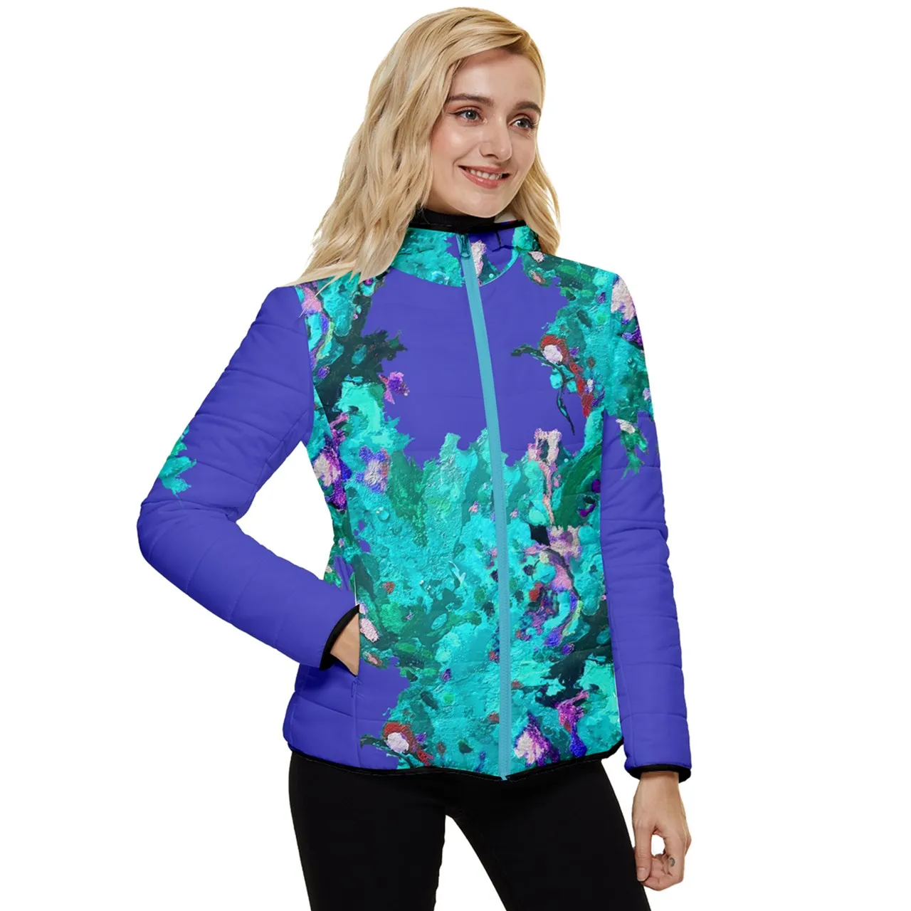Chaqueta de abrigo FLOR AZUL.