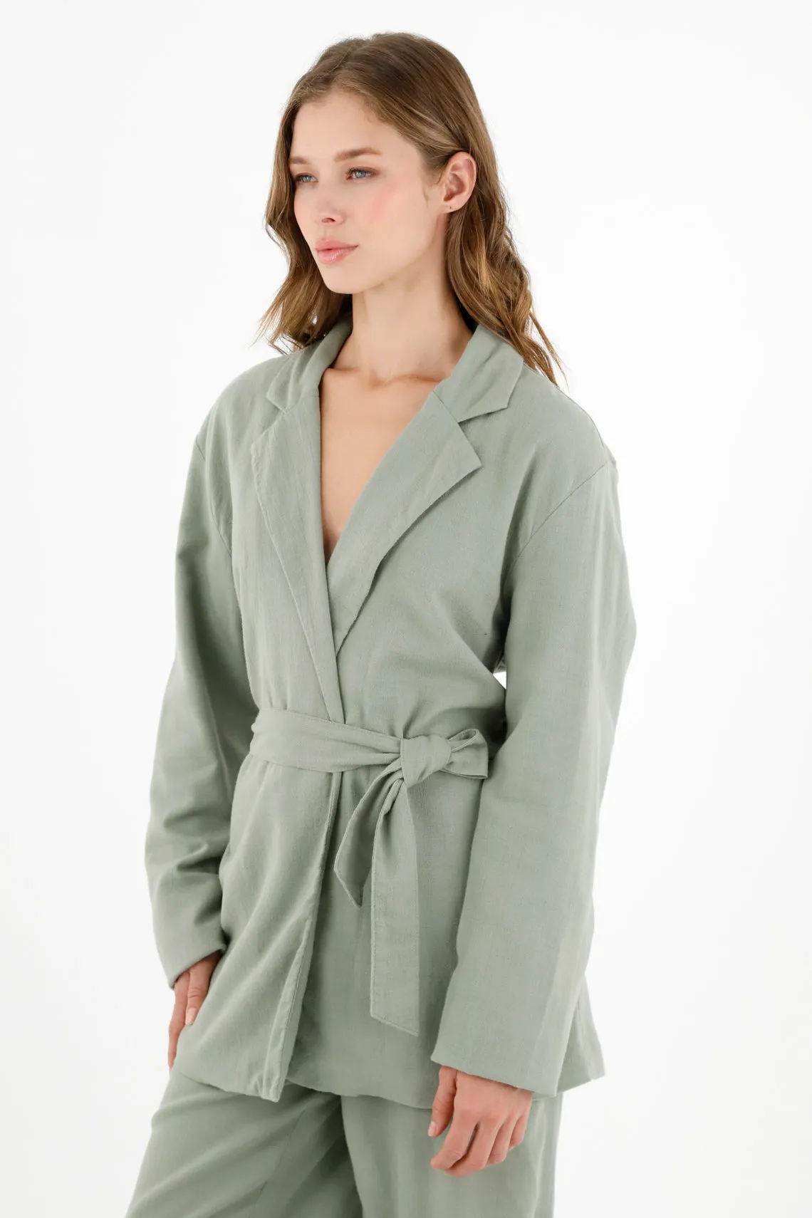 Chaqueta verde tipo blazer para mujer