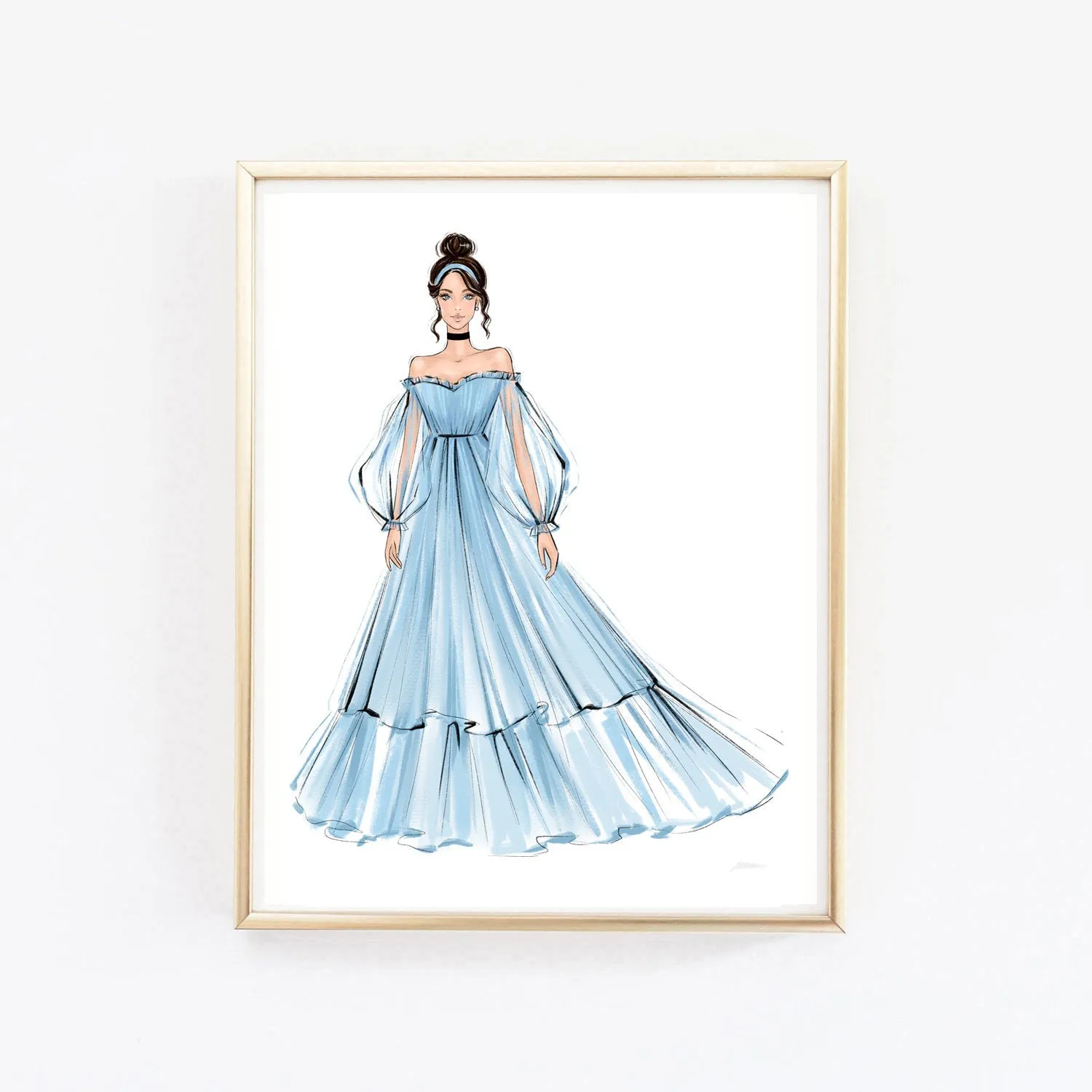 Cinderella fashion princess art print fashion illustration