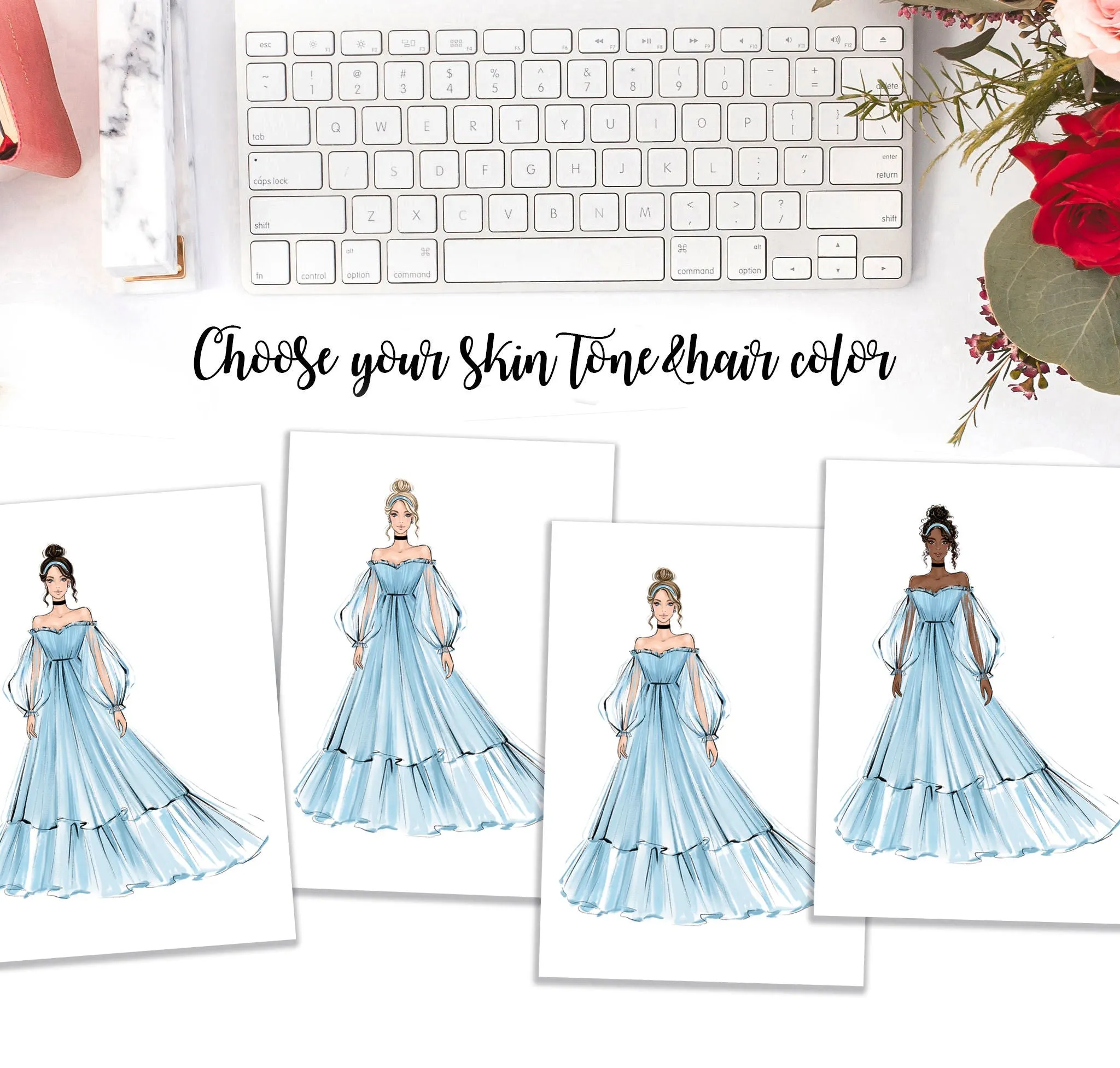 Cinderella fashion princess art print fashion illustration