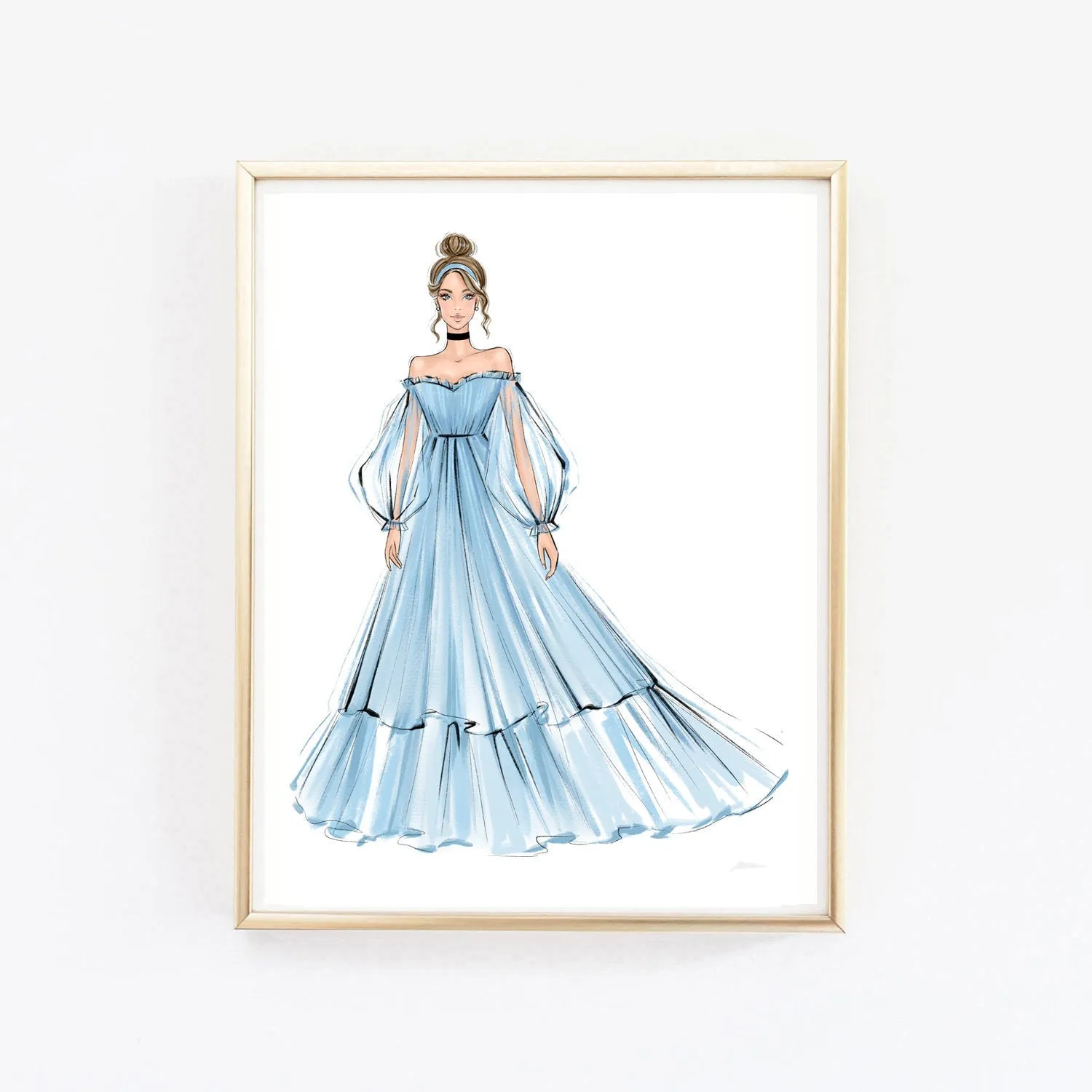 Cinderella fashion princess art print fashion illustration