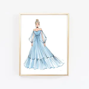 Cinderella fashion princess art print fashion illustration