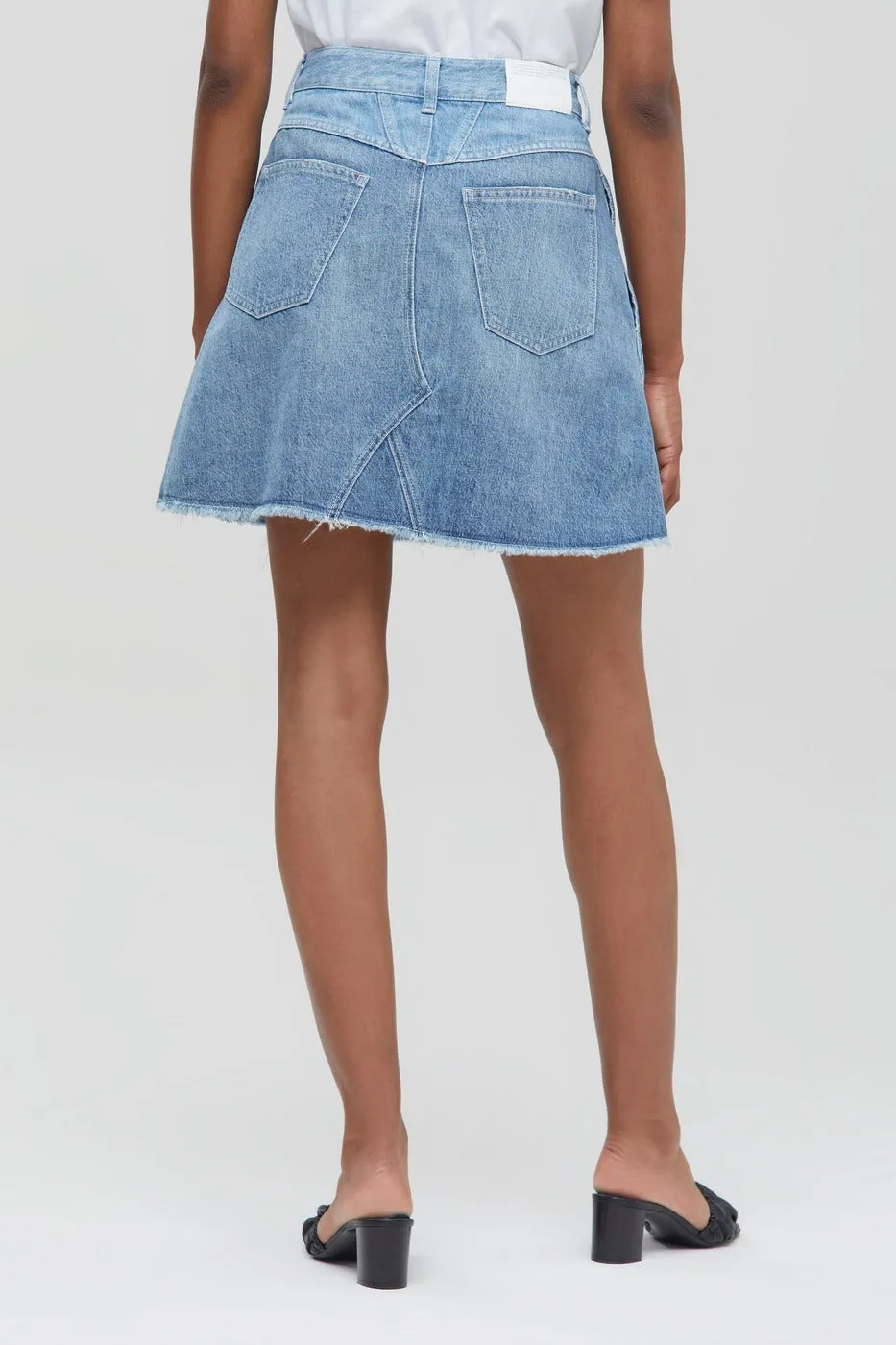 Closed - Jupe Patineuse En Jean En Coton Biologique Taille Haute - Bleu - Femme