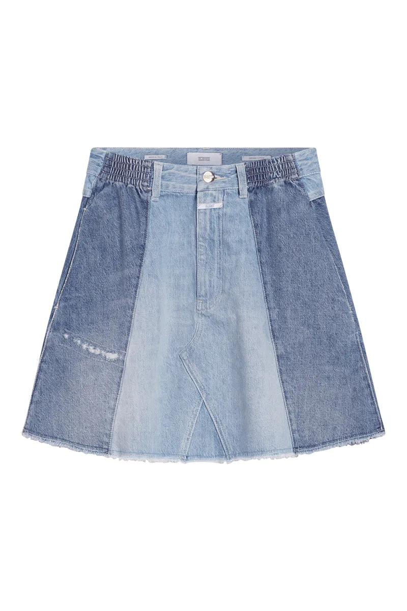 Closed - Jupe Patineuse En Jean En Coton Biologique Taille Haute - Bleu - Femme
