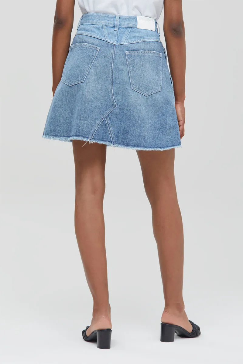 Closed - Jupe Patineuse En Jean En Coton Biologique Taille Haute - Bleu - Femme