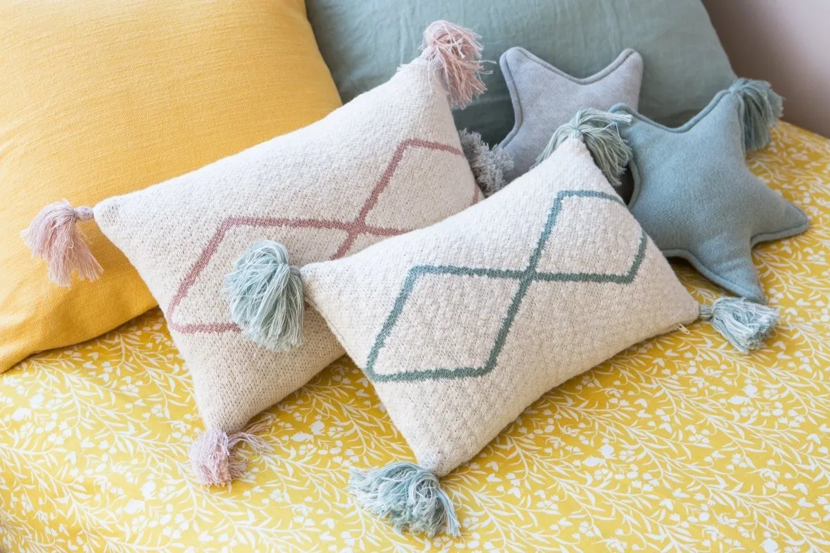Coussin Tricoté Little Oasis Nat - Indus Blue