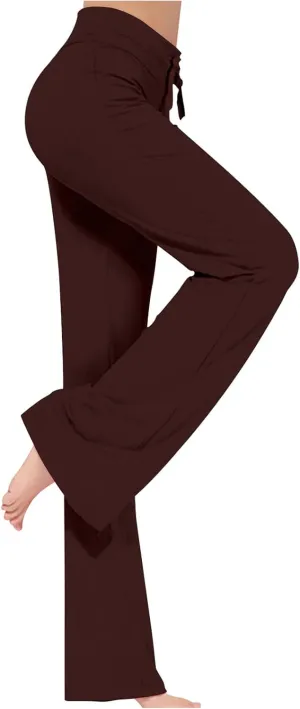 Crossover Flare Leggings for Women High Waist V Cross Bootcut Bell Bottoms Workout Flared Yoga Pants with Pockets