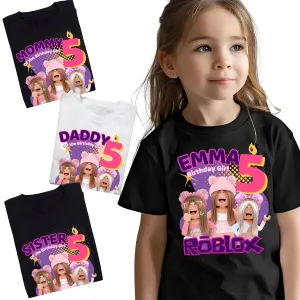Custom Birthday Family Matching Shirts Family Personalized Shirts Robux Characters Birthday T-shirts video games birthday t-shirt, Blocks birthday girl shirt Camiseta personalizada de Video Juegos