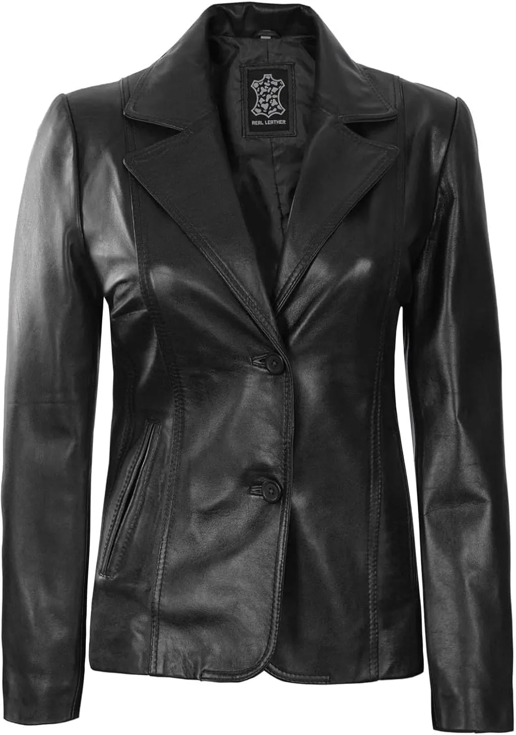 Decrum Women Leather Blazer - Casual Stylish Leather Coats for Women