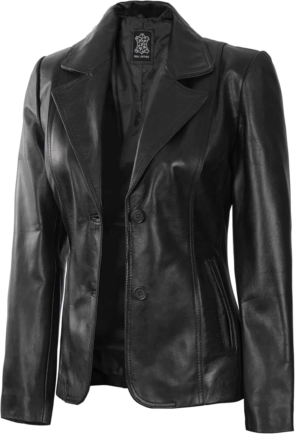 Decrum Women Leather Blazer - Casual Stylish Leather Coats for Women