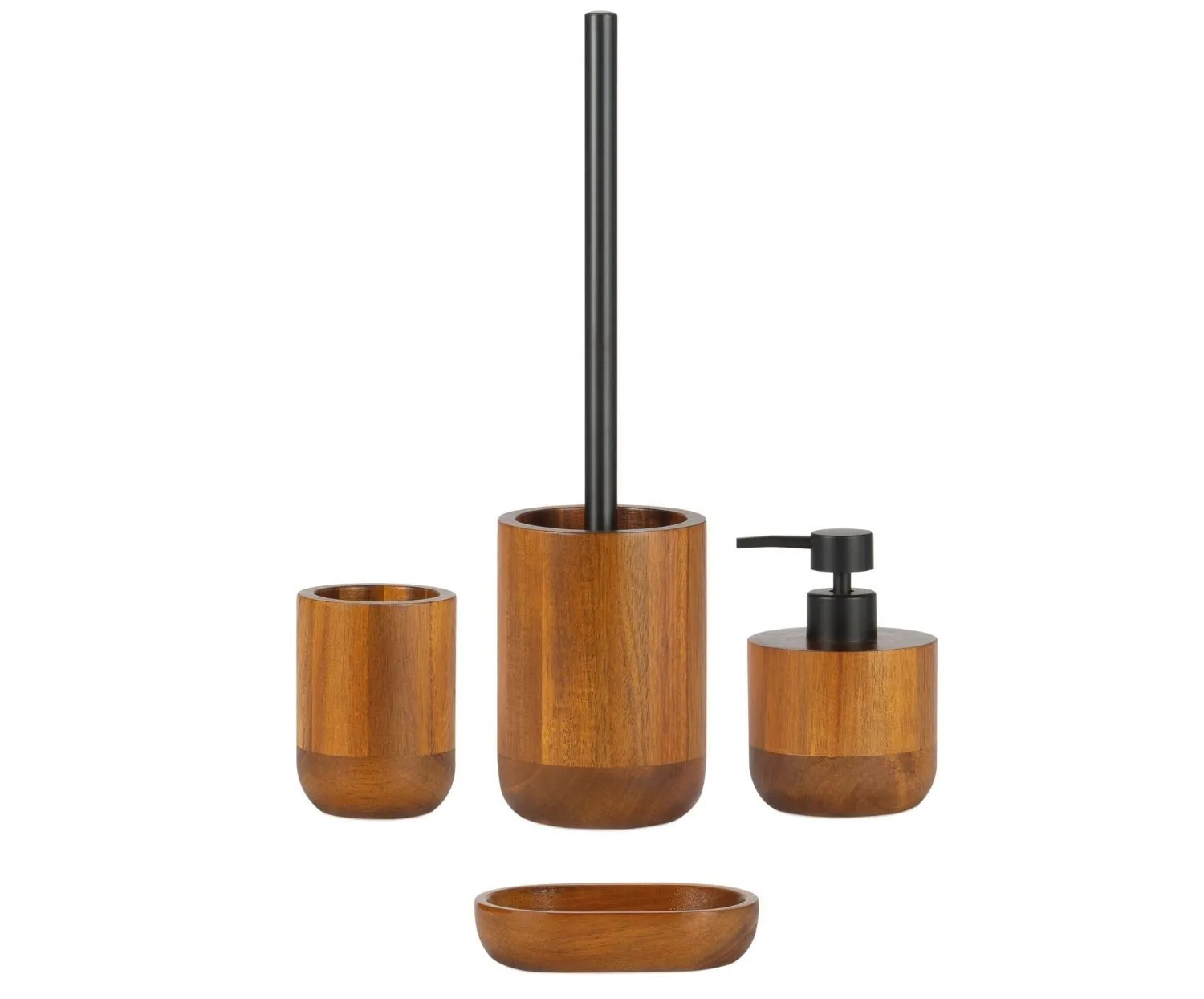 Dispensador de jabón para baño, en madera de Acacia.