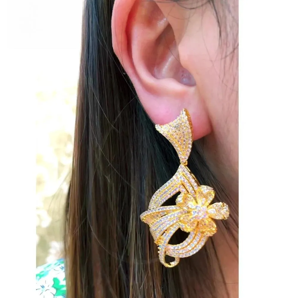 Dubai Style Luxury Gorgeous Pendant Earrings For Noble Women Bridal Earring