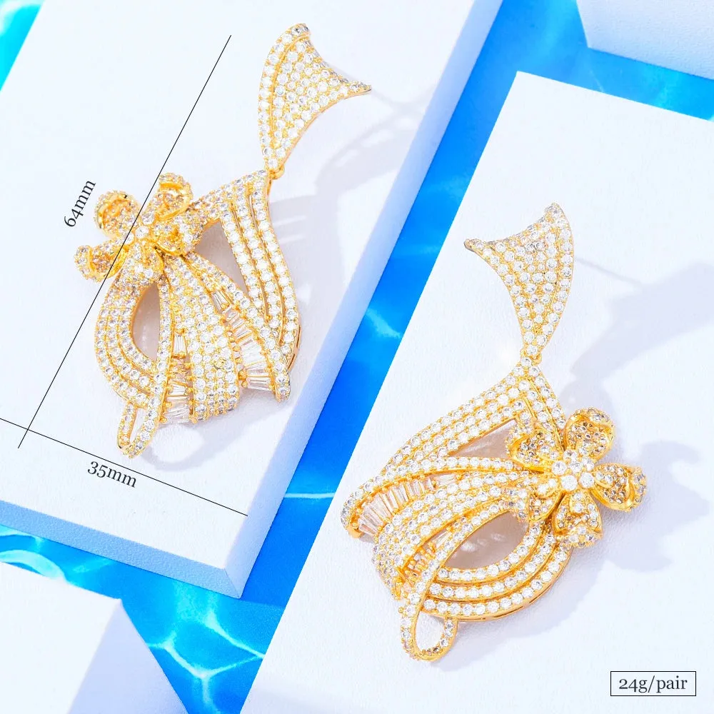 Dubai Style Luxury Gorgeous Pendant Earrings For Noble Women Bridal Earring