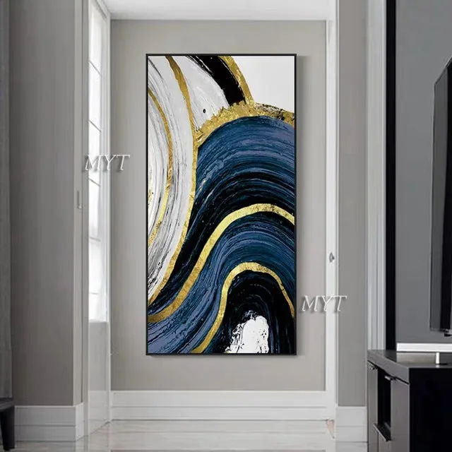 Hand Drawn Abstract Art Large Posters And Prints In  Golden Tone For Home Decoration