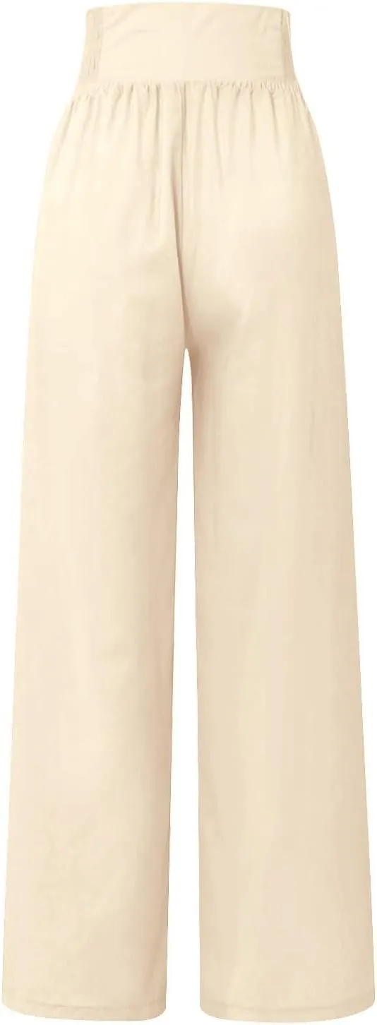 High Waisted Palazzo Wide Leg Flowy Dressy Pants for Women Business Casual Trousers with Pockets