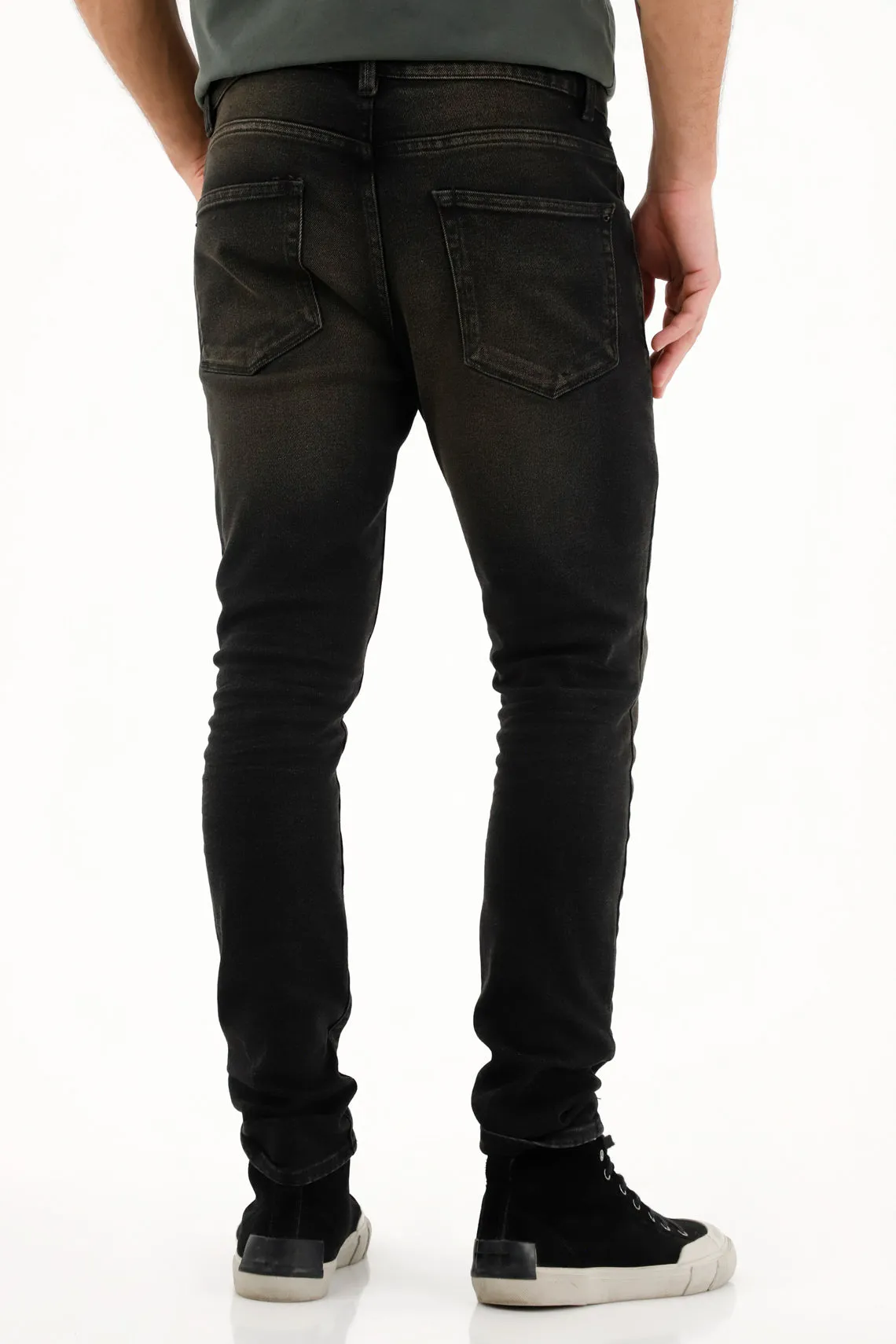 Jean Super Skinny negro de tiro medio para hombre