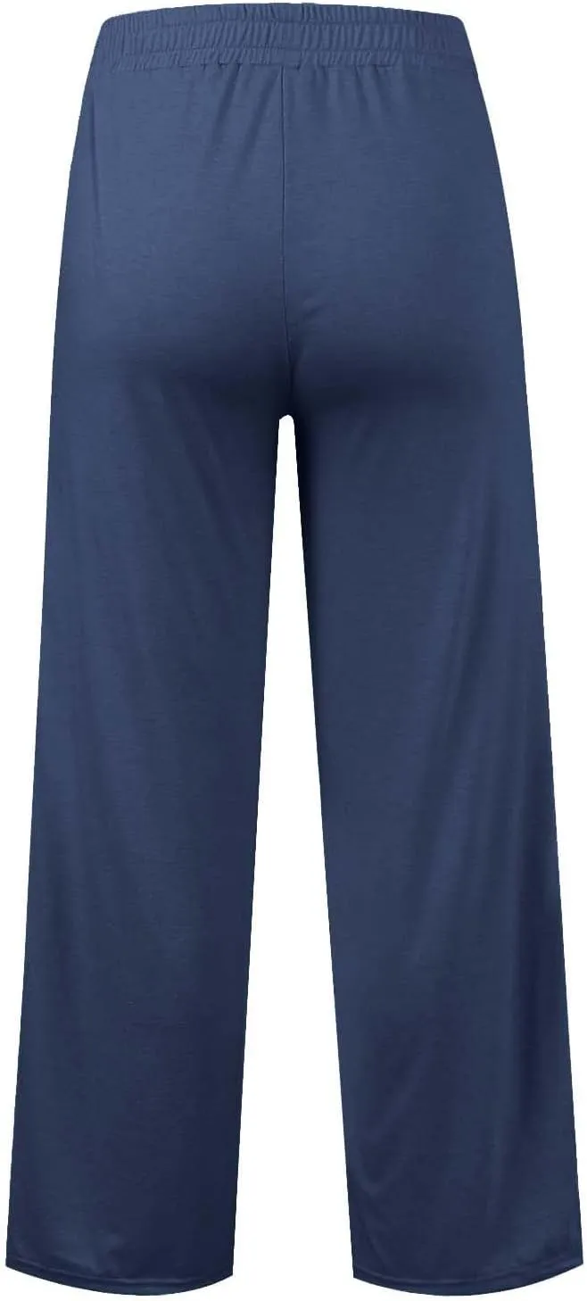 Kids Girls Wide Leg Sweatpants rawstring Straight Elastic Waisted Baggy Breathable Pants Pocket Trousers