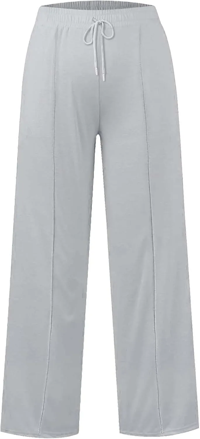Kids Girls Wide Leg Sweatpants rawstring Straight Elastic Waisted Baggy Breathable Pants Pocket Trousers