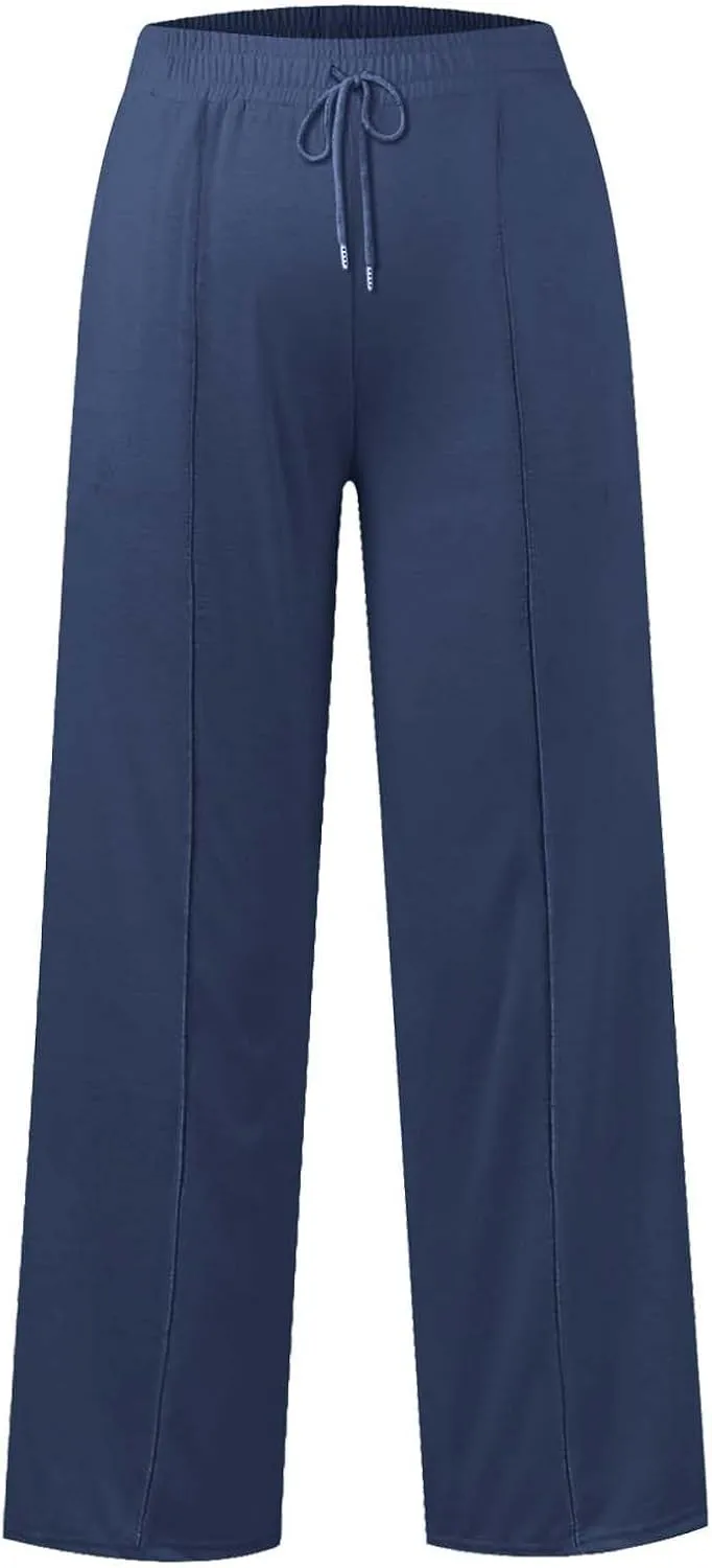 Kids Girls Wide Leg Sweatpants rawstring Straight Elastic Waisted Baggy Breathable Pants Pocket Trousers