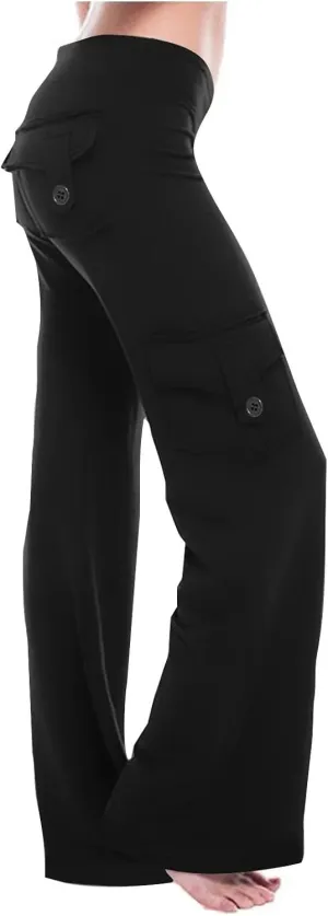 Leggings for Women High Waisted Casual Cargo Yoga Pants Tummy Control Workout Leggings Straight Leg Yoga Pant