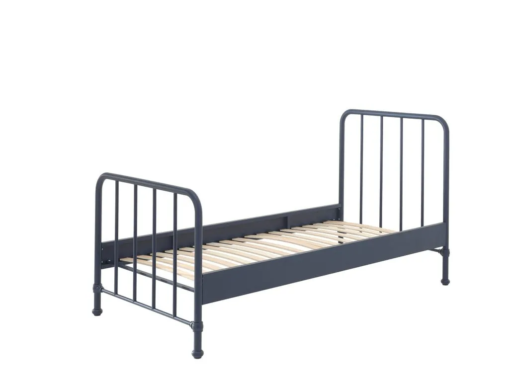 Lit Enfant Métal Rétro Bronxx - Denim Bleu Mat 90 X 200 Cm