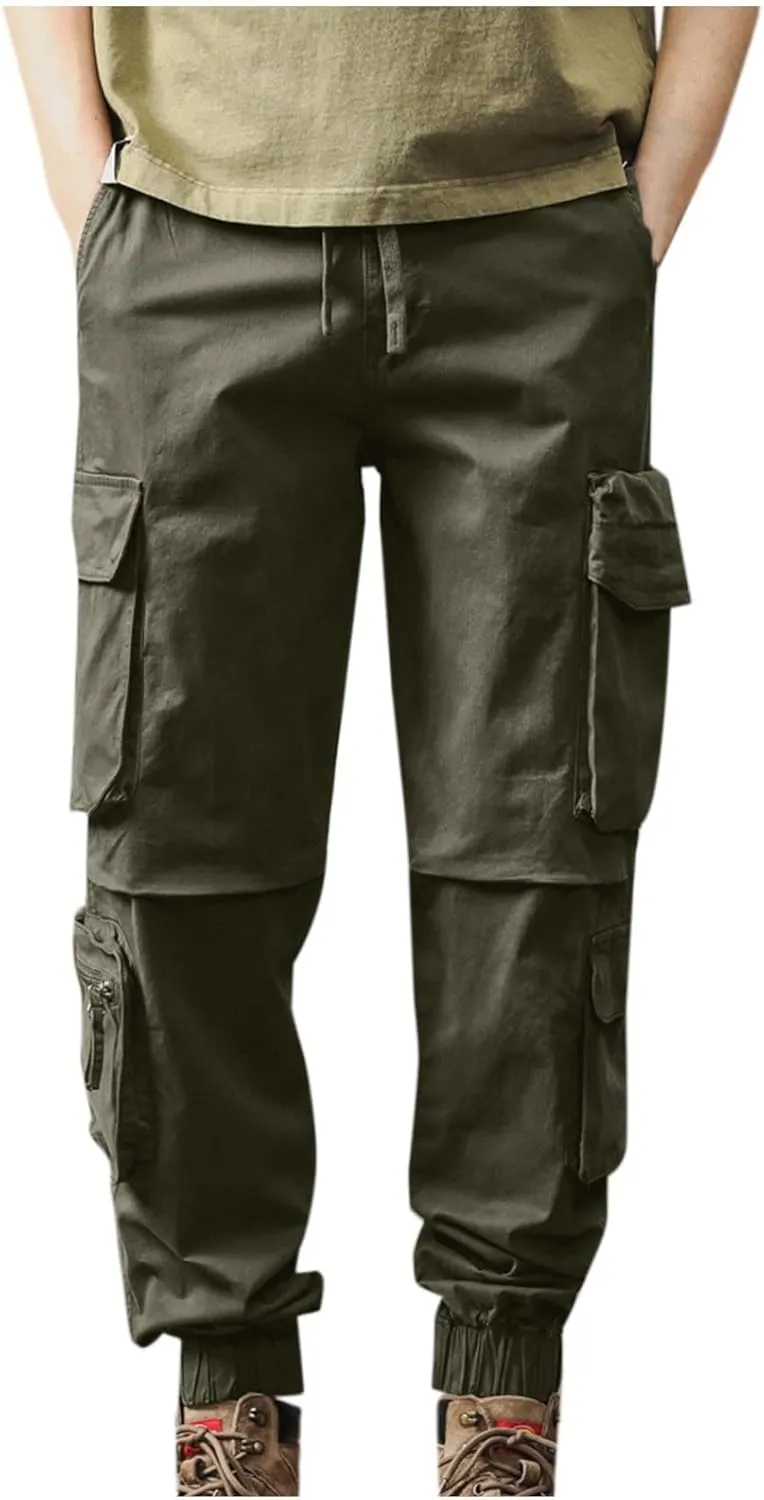 Men's Cargo Pants Stretch Ripstop Waterproof Utility Hiking Pants Casual Athletic Jogger Sports Outdoor Trousers