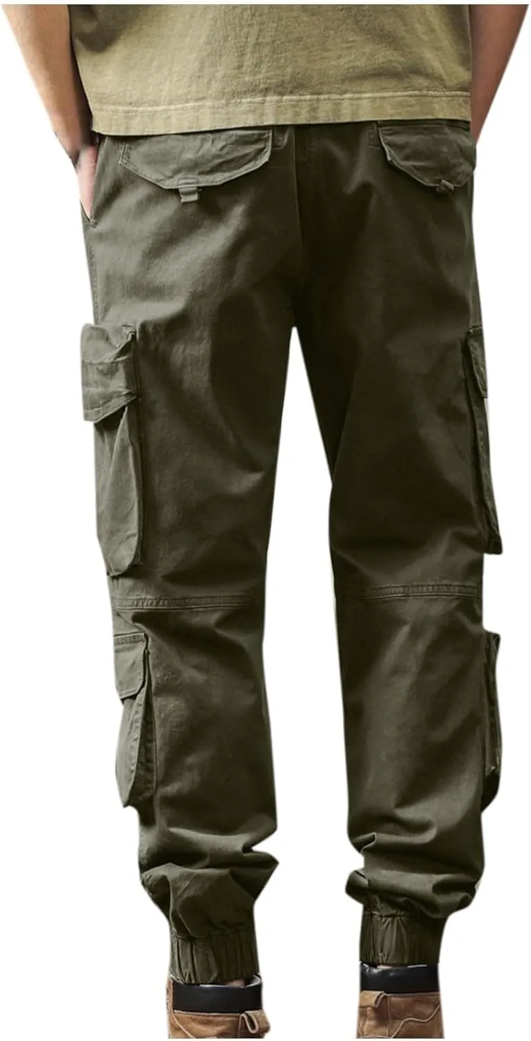 Men's Cargo Pants Stretch Ripstop Waterproof Utility Hiking Pants Casual Athletic Jogger Sports Outdoor Trousers