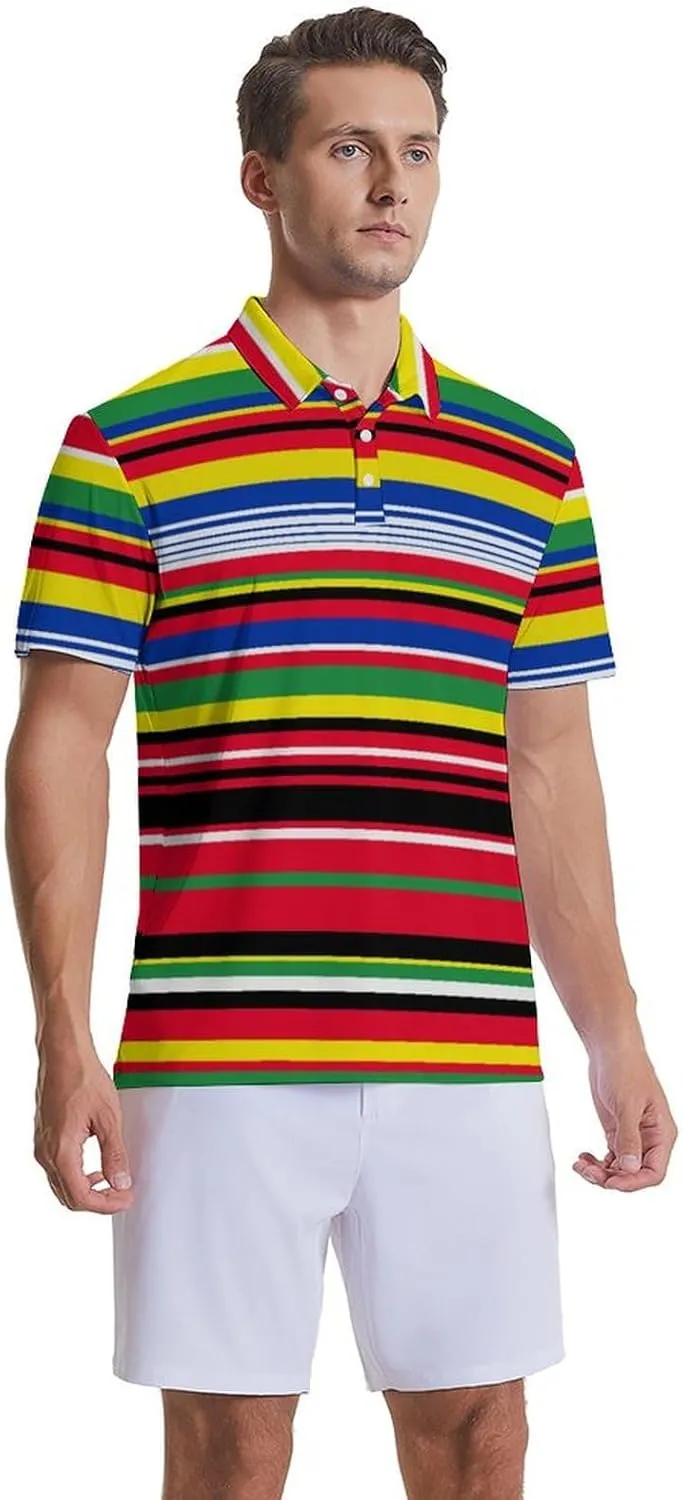 Men's Golf Shirts Moisture Wicking Quick Dry Performance Golf Polo Shirts for Men Fashion Print Short Sleeve Polo Shirts
