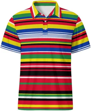 Men's Golf Shirts Moisture Wicking Quick Dry Performance Golf Polo Shirts for Men Fashion Print Short Sleeve Polo Shirts