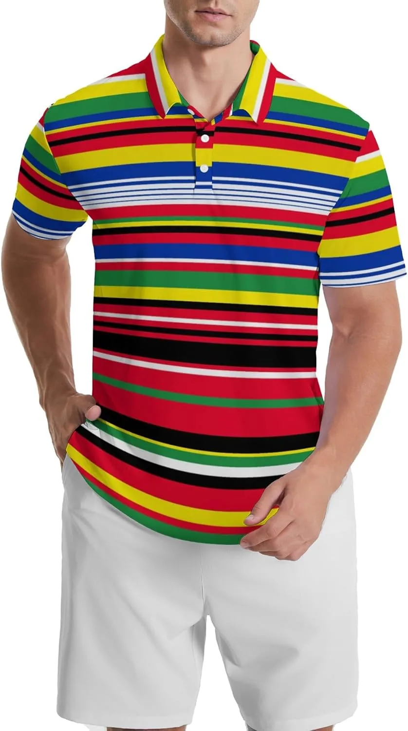 Men's Golf Shirts Moisture Wicking Quick Dry Performance Golf Polo Shirts for Men Fashion Print Short Sleeve Polo Shirts