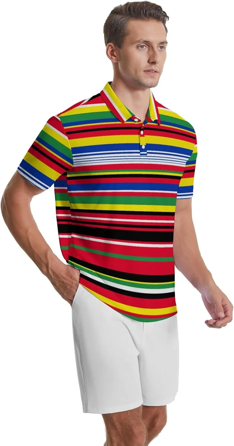 Men's Golf Shirts Moisture Wicking Quick Dry Performance Golf Polo Shirts for Men Fashion Print Short Sleeve Polo Shirts