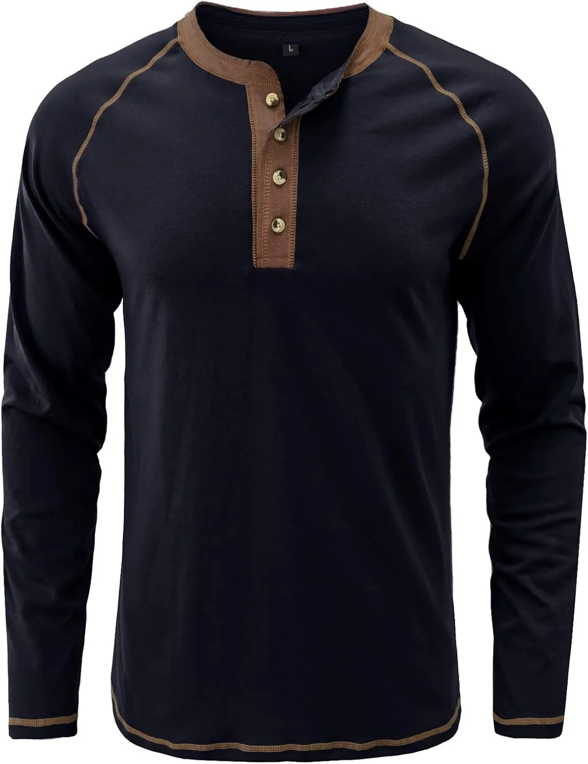 Mens Retro Henley Shirt Long Sleeve Henley T-Shirts for Men Casual Front Placket Spring Summer Business Office Basic Shirt