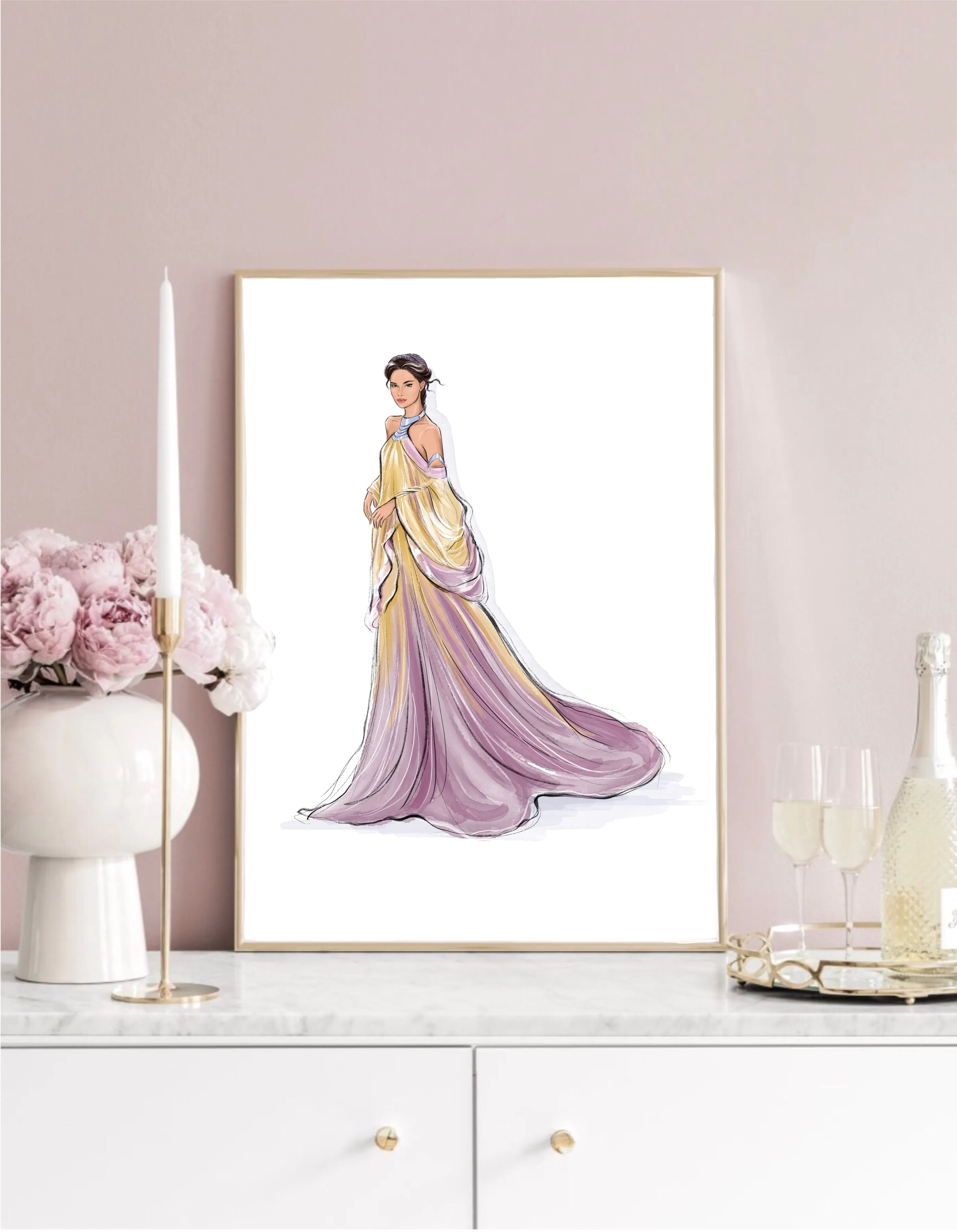 Padme Amidala lake dress art print fashion illustration