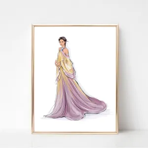 Padme Amidala lake dress art print fashion illustration
