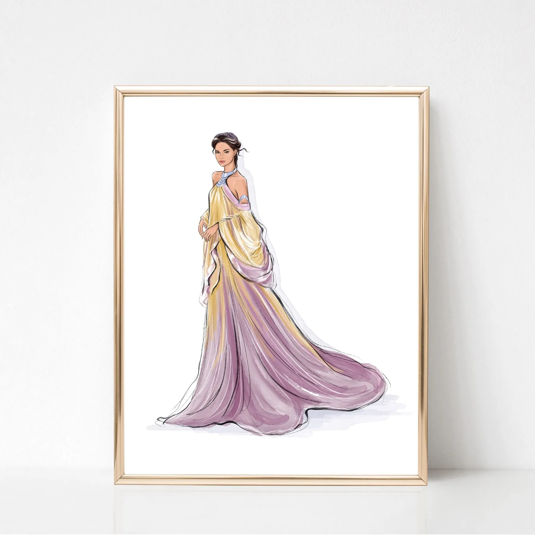 Padme Amidala lake dress art print fashion illustration