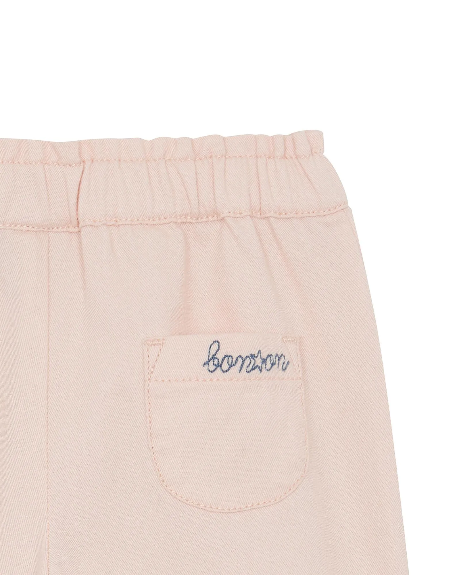 Pantalon Biscotte Rose Bébé En Twill 100% Coton Gratté